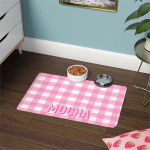 Custom Dog Name Picnic Feeding Mat | Mat for Food and Water Bowl | Absorbent Feeding Mat | Personalized Dog Bowl Mat | Custom New Puppy Gift