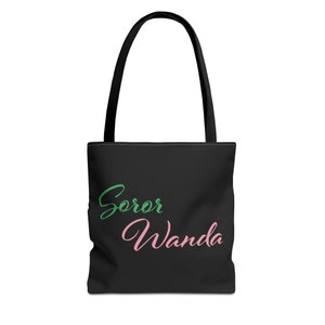 Personalized AKA Tote Bag | Alpha Kappa Alpha Tote | Custom Name AKA Tote | Pink and Green | Bag for Soror | Black Tote | Perfect AKA Gift