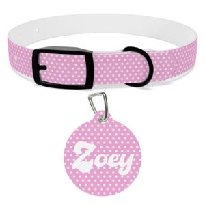 Custom Dog Name Polkadots Collar and Pet Tag Bundle