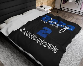 Custom Line Zeta Plush Blanket | Zeta Blanket | Royal Blue and White | Sorority Blanket | Black Plush Blanket | Perfect Soror Gift