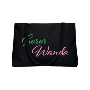 Personalized AKA Weekender Bag | Alpha Kappa Alpha Tote | Custom Name AKA Tote | Pink and Green | Black/White/Green Tote | Perfect AKA Gift