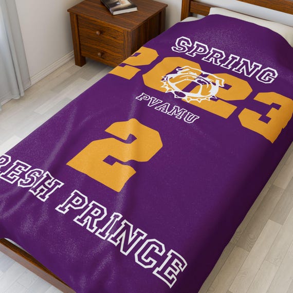 Custom Line Omega Plush Blanket Omega Blanket Purple and Gold