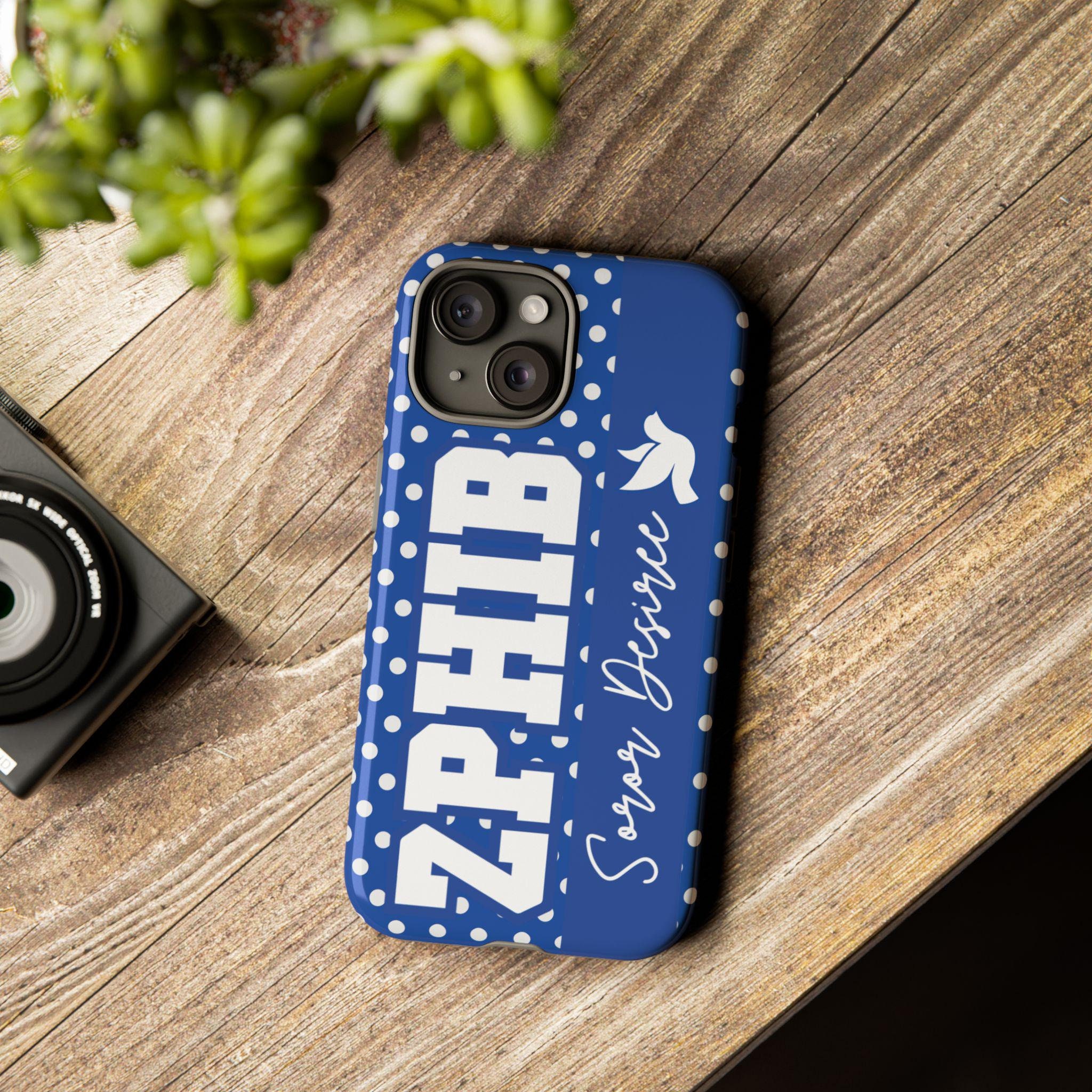 Custom Polkadots ZPhiB Phone Case | Zeta Case | iPhone/Google Pixel/Samsung | Personalized Zeta Case | Blue and White