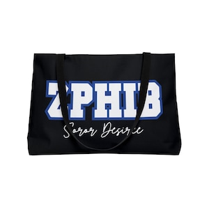 Custom ZPhiB Weekender Bag | Zeta Tote Bag | Zeta Weekender | Royal Blue and White | Bag for Soror | Perfect Zeta Gift