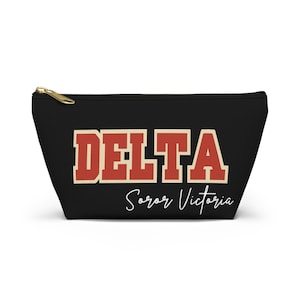 Borsa da toilette Delta personalizzata / Borsa per il trucco Delta / Borsa da toilette Delta personalizzata / Cremisi e crema / Regalo Delta