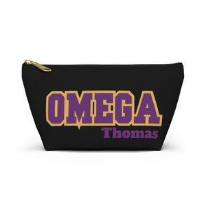 Custom Omega Toiletry Bag | Omega Travel Bag | Personalized Omega Toiletry Bag | Purple and Gold | Omega Gift