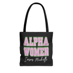 Custom Alpha Women Tote Bag | Alpha Tote Bag | Alpha Tote | Pink and Green | Bag for Soror | Perfect Alpha Gift