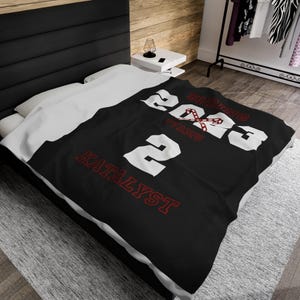 Custom Line K Fraternity Plush Blanket | D9 Fraternity Blanket | Crimson and Cream | Fraternity Blanket | Black Plush Blanket