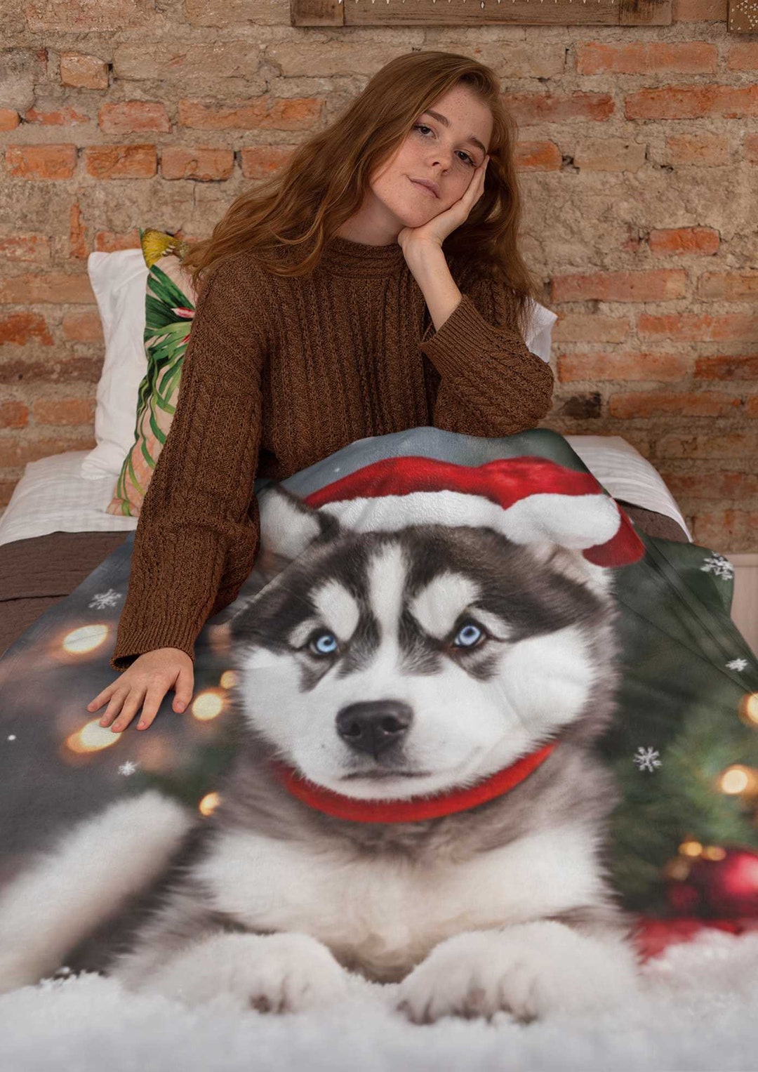 Husky Dog Christmas Blanket Holiday Blanket Sherpa Fleece Etsy