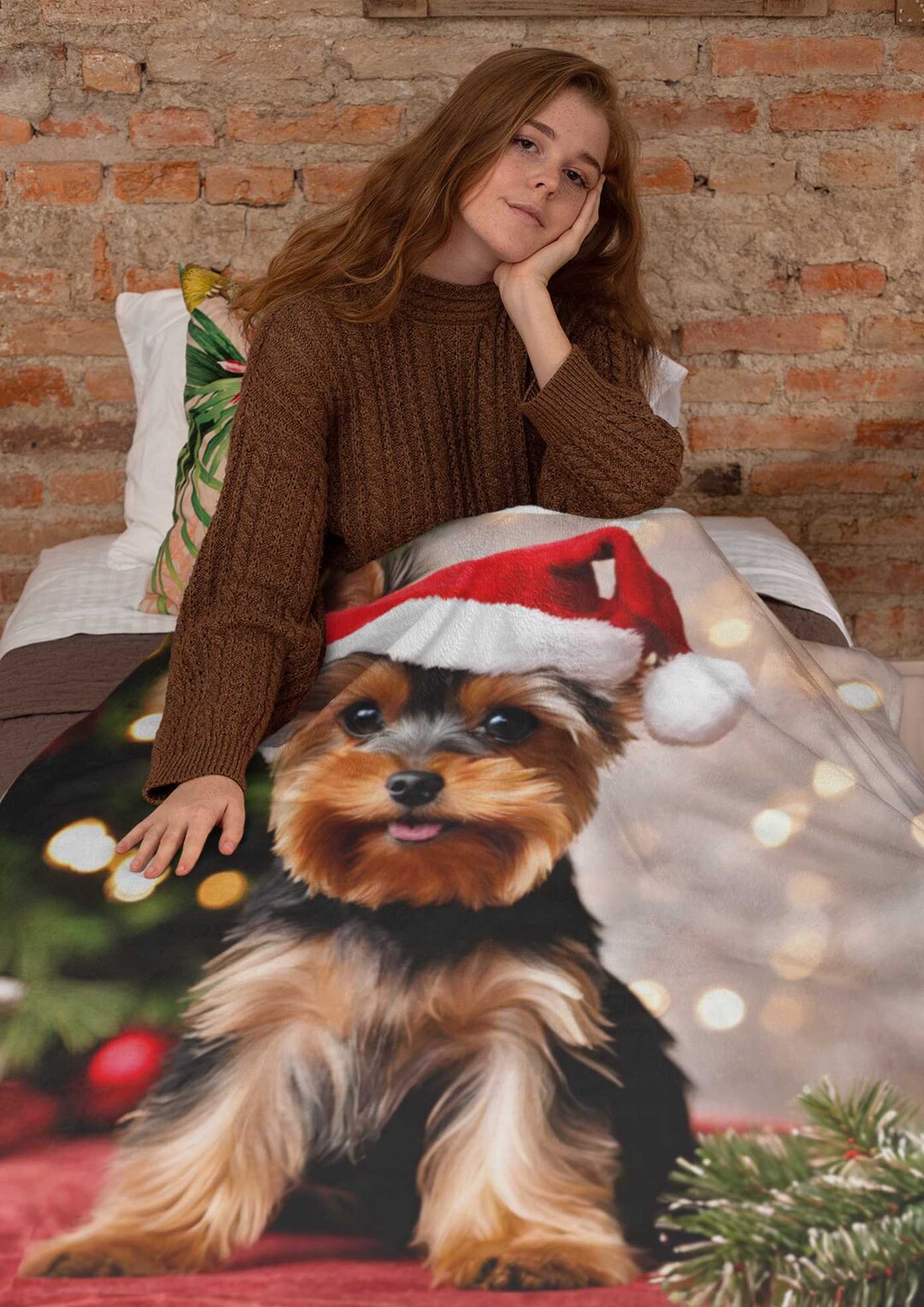 Yorkie Dog Christmas Blanket Holiday Blanket Sherpa Fleece Etsy