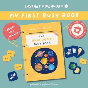 Cahier d'activités sur le système solaire, Cahier d'activités à imprimer dans l'espace, Activités préscolaires, École primaire, Reliure d'apprentissage, Ressources pour l'école à la maison, Livre silencieux