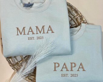 Personalized Mama Embroidered Sweatshirt Custom Mom Embroidery Hoodie New Mom Dad Outfit Pregnancy Reveal Clothing Happy Mother's Day Gifts