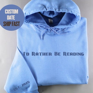Embroidered Book Lover Sweatshirt: Minimalist Reader Gift