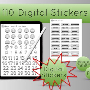 Digital Stickers Bundle | Digital Planner Stickers | Digital Sticker Pack | Digital Sticker GoodNotes | Widgets | Icons | Numbers