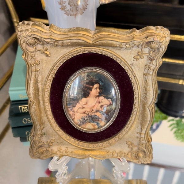 Spring Flower Ornate Framed Victorian Cameo | French Antiques | Victorian Antiques | Maximalist Home Decor | Builtin Shelf Decor