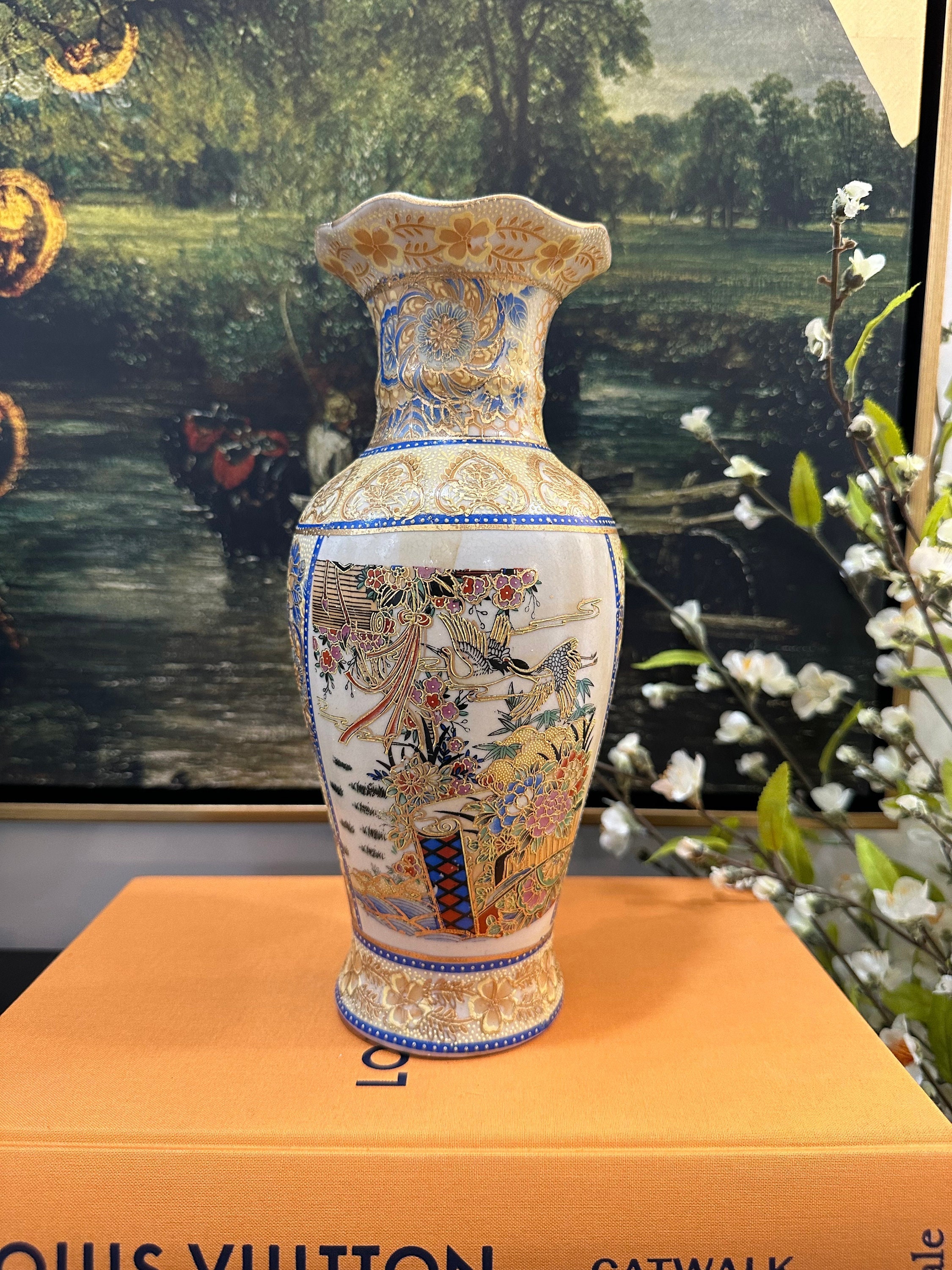 Porcelain Vase in the Style of Louis Vuitton