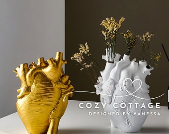 Anatomical Heart Vase, Dry Flower Vase, Nordic Style Flower Pot, Plant Pot Home Decor, Modern Home Decoration, Resin Sculpture