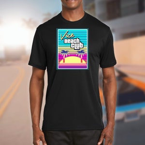Maglietta retrò GTA 4: Vice City Vice Beach Club Sunset