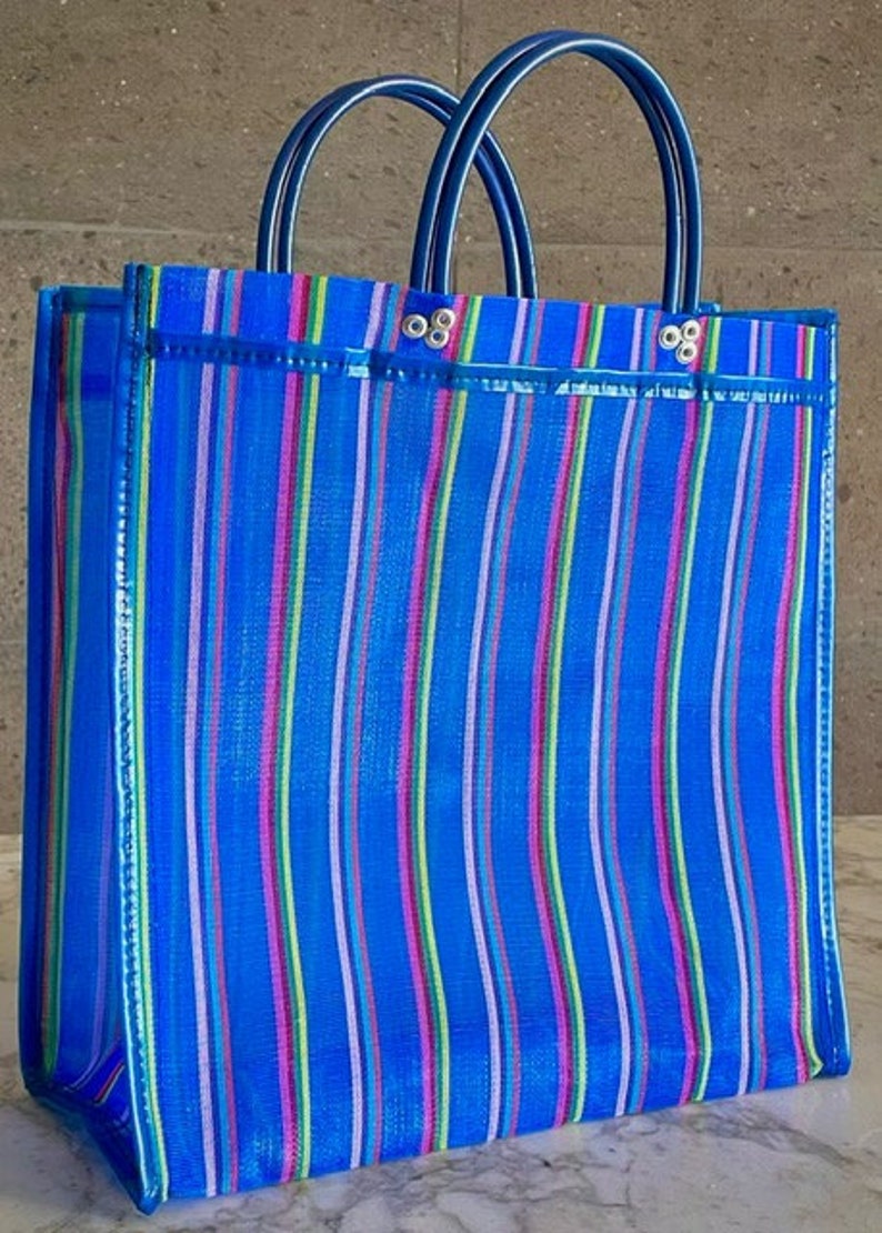 Bolsas y cestas reutilizables de nylon de colores Azul