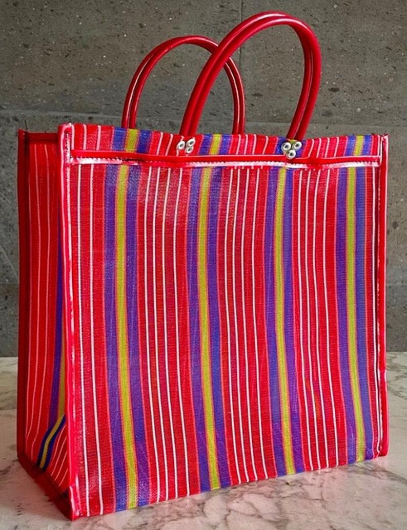Bolsas y cestas reutilizables de nylon de colores Rojo