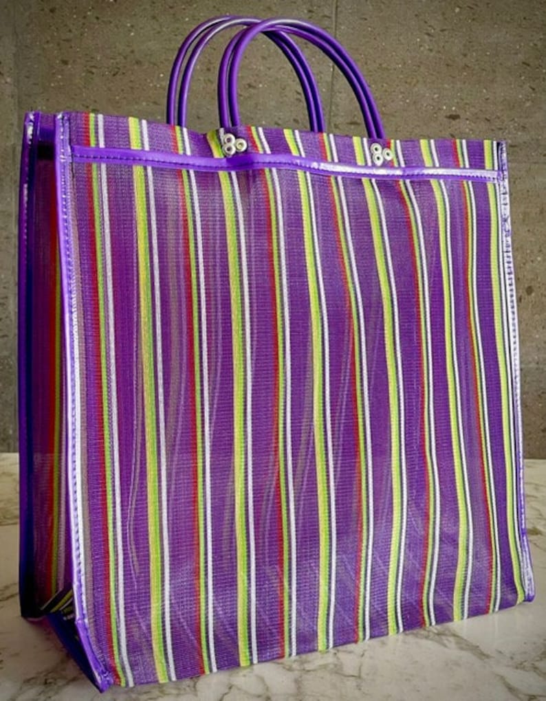 Bolsas y cestas reutilizables de nylon de colores Morado