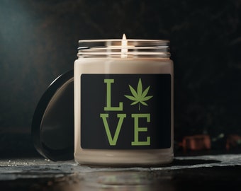 Vela de soja LOVE Hemp Leaf 420 Stoner de 9 oz / Regalo para fumadores / Envío GRATIS