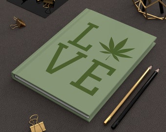 Diario de tapa dura con hojas de cáñamo 420 LOVE / Cuaderno Green Stoner / ENVÍO GRATIS