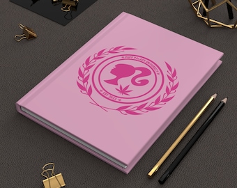 420 Babe Pink Hemp Leaf University Notebook / Stoner Tapa dura Journal Idea de regalo / ENVÍO GRATIS
