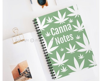 Cuaderno espiral Canna Notes Hemp Leaf 420 / Diario para fumadores con tus variedades favoritas / Regalo para fumadores estilo hippie callejero / Envío gratis
