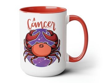 15oz Cancer Crab Zodiac Sign Coffee Mug | Cancer Horoscope Star Sign Mug | Cancer Crab Astrology Celestial Cup Birthday Gift | FREE SHIPPING