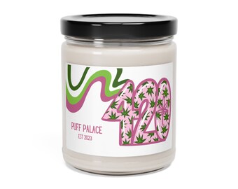 Vela de soja perfumada con estampado de hojas de cáñamo 420 / Decoración para el hogar para fumetas / 250 ml / ENVÍO GRATIS