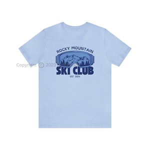 Ski Club Tshirt | Rocky Mountain Skiing Club Winter Theme Merch Shirt | Mountains Snow Loungewear Gift Tee | FREE SHIPPING