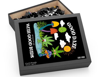 Rompecabezas 420 "Good Daze With Good Buds" / Juego para fumadores: Hoja de cáñamo, regalo psicodélico para adultos / ENVÍO GRATIS