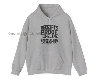 RHOSLC Receipts Proof Timeline Captures d'écran Sweat à capuche | Cadeaux de vraies femmes au foyer de Salt Lake City | Sweat-shirt à capuche BravoTV | Livraison GRATUITE