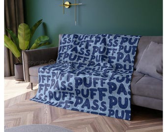 Manta de terciopelo azul 420 Puff Puff Pass / Decoración para el hogar Stoner