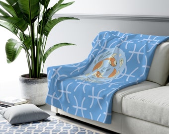 Coperta in pile Sherpa blu zodiaco Pesci / Pesci Compleanno Oroscopo Astrologia Regalo Pesci Pesce Segno zodiacale Celeste Home Decor SPEDIZIONE GRATUITA