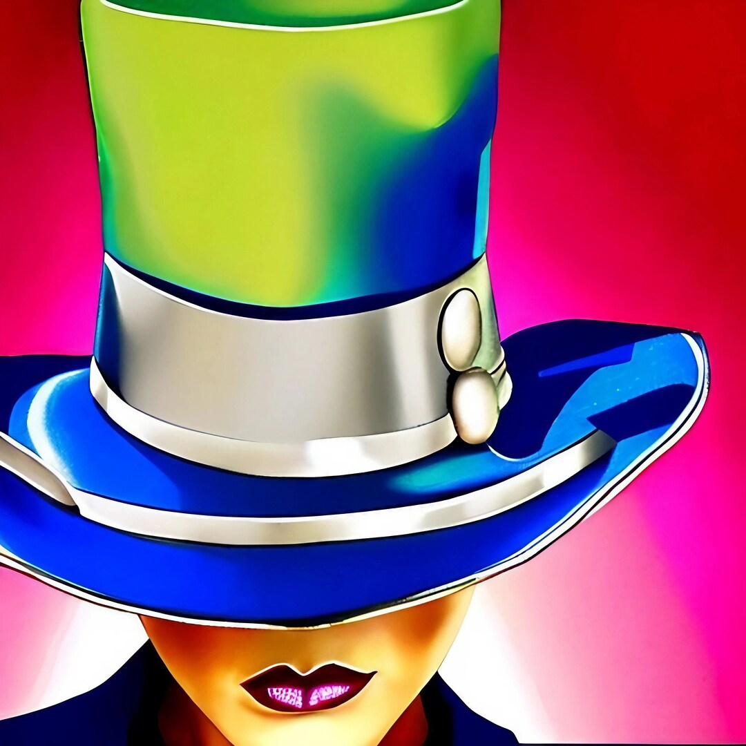 Woman With Blue and Green Top Hat Wall Art Pop Art Created Etsy