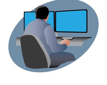 Vector Workstation Illustration – Digital Download, Original by Digytl, Includes AI, EPS, JPG (5000px)