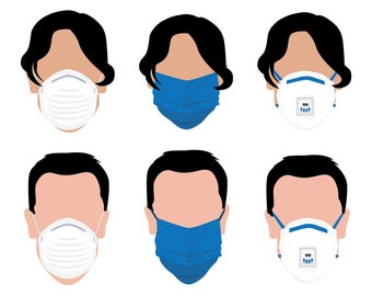 Vector Face Masks Illustration – Digital Download, Original by Digytl, Includes AI, EPS, JPG (5000px)