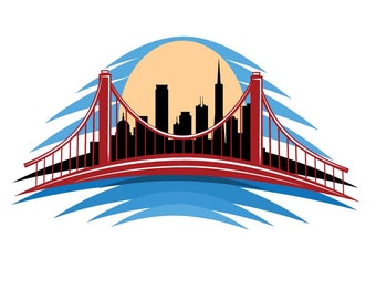 Vector Golden Gate Bridge & San Francisco Skyline – Digital Download, Original by Digytl, Includes AI, EPS, JPG (5000px)