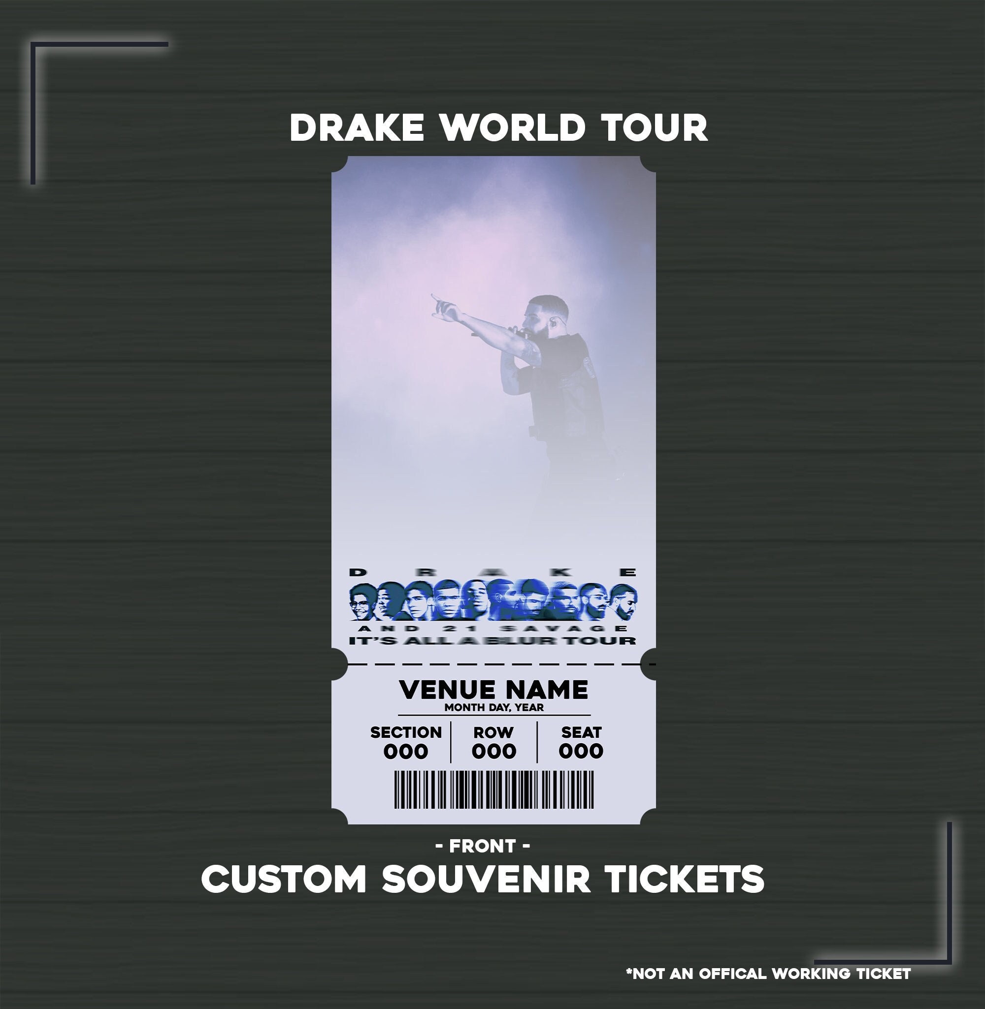 Drake Its All A Blur Tour, Custom Physical Memory Souvenir Concert