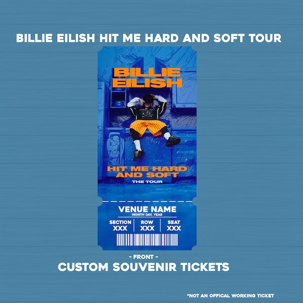 Billie Eilish Hit me Hard and Soft The Tour, Custom Physical Memory Souvenir Concert Tickets