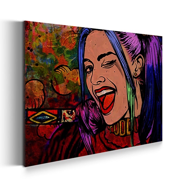 Harley Queen Winking Leinwandbild Leinwand Bild XXL Bilder Poster Wandbild  Kunstdruck Wanddeko Wohndeko Kunst