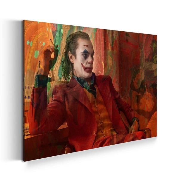 Joker sitting and smoking Leinwandbild Leinwand Bild XXL Bilder Poster Wandbild  Kunstdruck Wanddeko Wohndeko Kunst