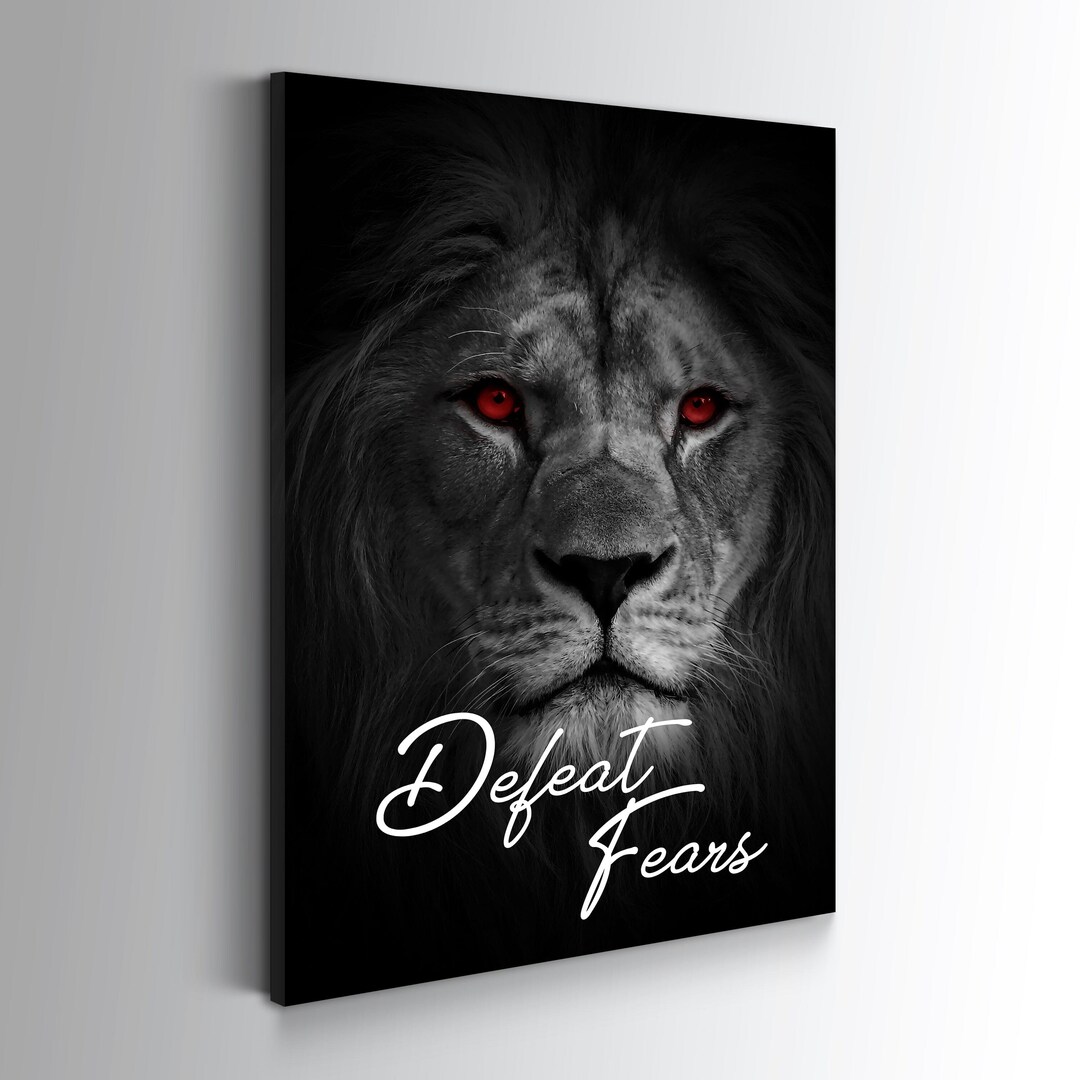 Defeat Fears Lion Leinwandbild Leinwand Bild XXL Bilder Poster Wandbild ...