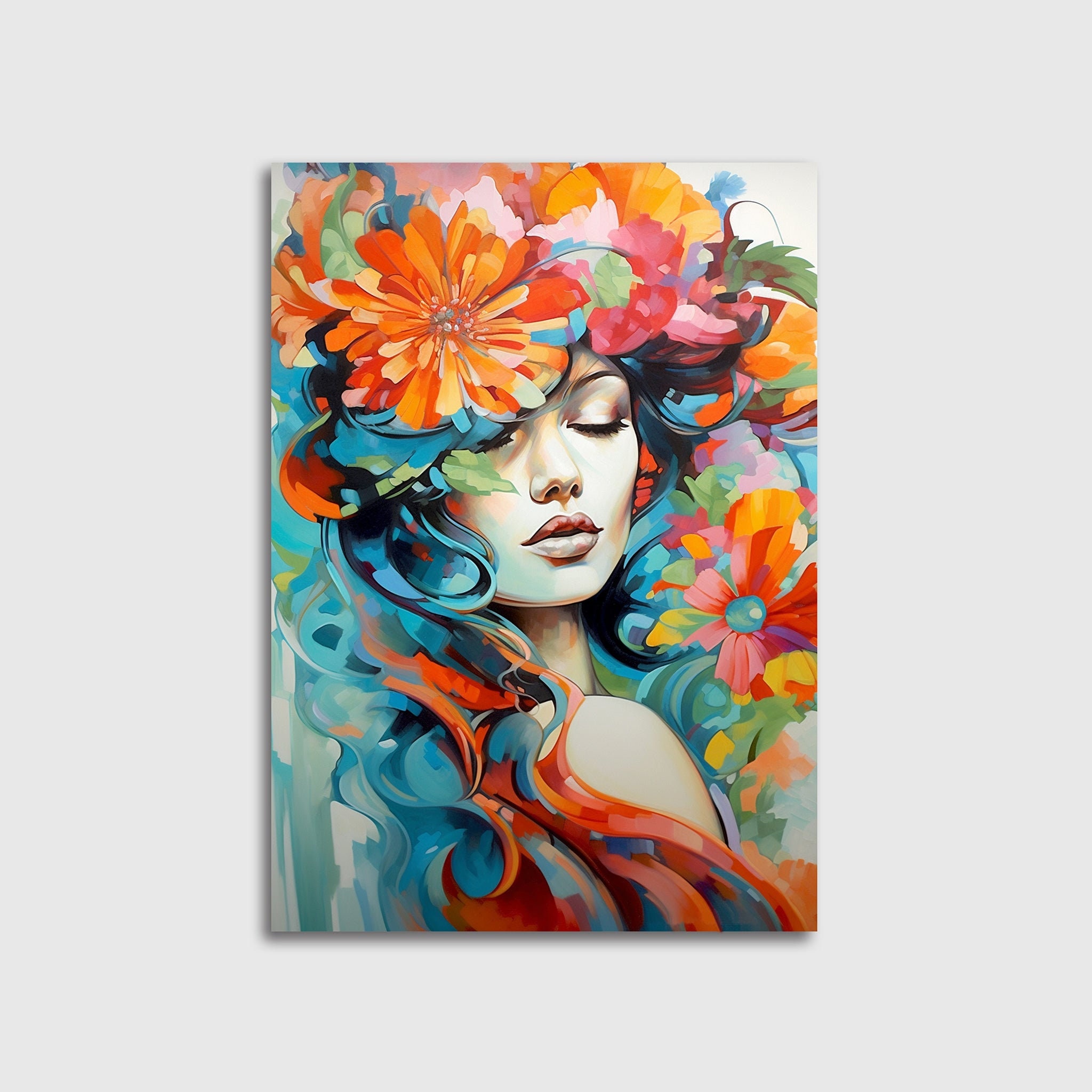 LZIMU Blumen Leinwand Bild 30x30 Cm - Abstrakte Blaue Blumen Kunst Für Wohnzimmer