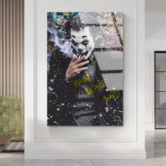 Joker Smoking - Dark Version Canvas Picture Canvas Picture XXL