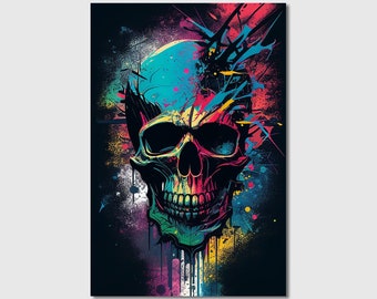 Schädel Bunt Abstrakt - Color Splash - Teil 2Leinwandbild Leinwand Bild XXL Bilder Poster Wandbild  Kunstdruck Wanddeko Wohndeko Kunst