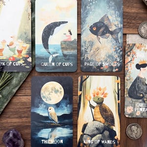 Tarot Deck for Beginners | Tarot Deck Black Indie | Feasts & Fables | Animal Divination Cards | 350gsm Luxury Gift Set image 14