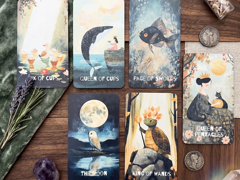 Tarot Deck for Beginners | Tarot Deck Black Indie | Feasts & Fables | Animal Divination Cards | 350gsm Luxury Gift Set image 14